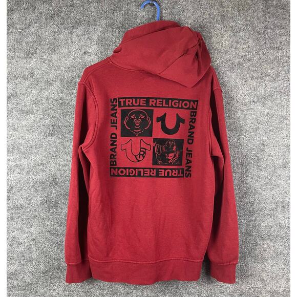True Religion Men's Classic Logo Graphic Full Zip Hoodie Red, SP - Picture 7 of 7